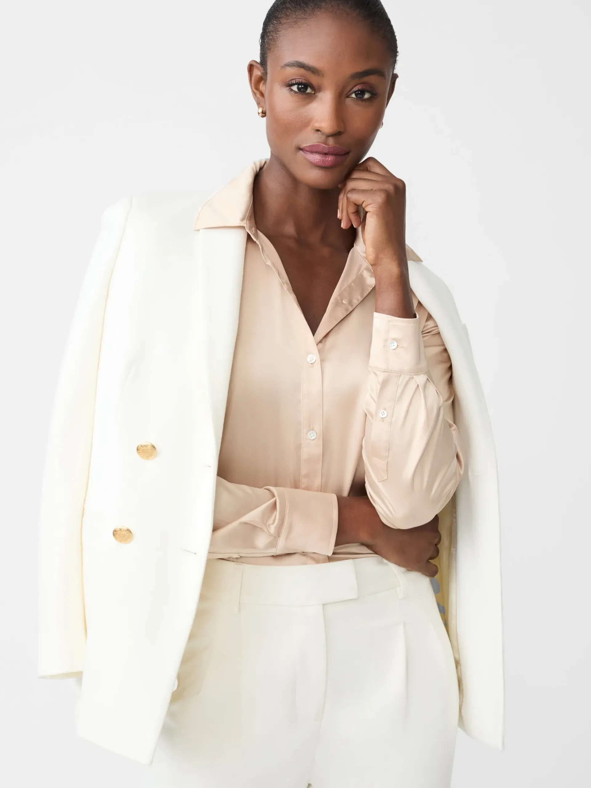 J.McLaughlin Denver Satin Shirt NewGold Hot