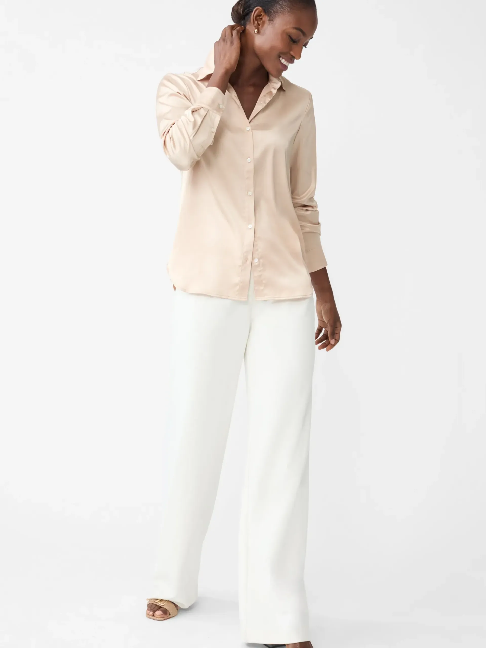J.McLaughlin Denver Satin Shirt NewGold Hot