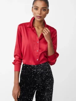 J.McLaughlin Denver Satin Shirt FeteRed Discount