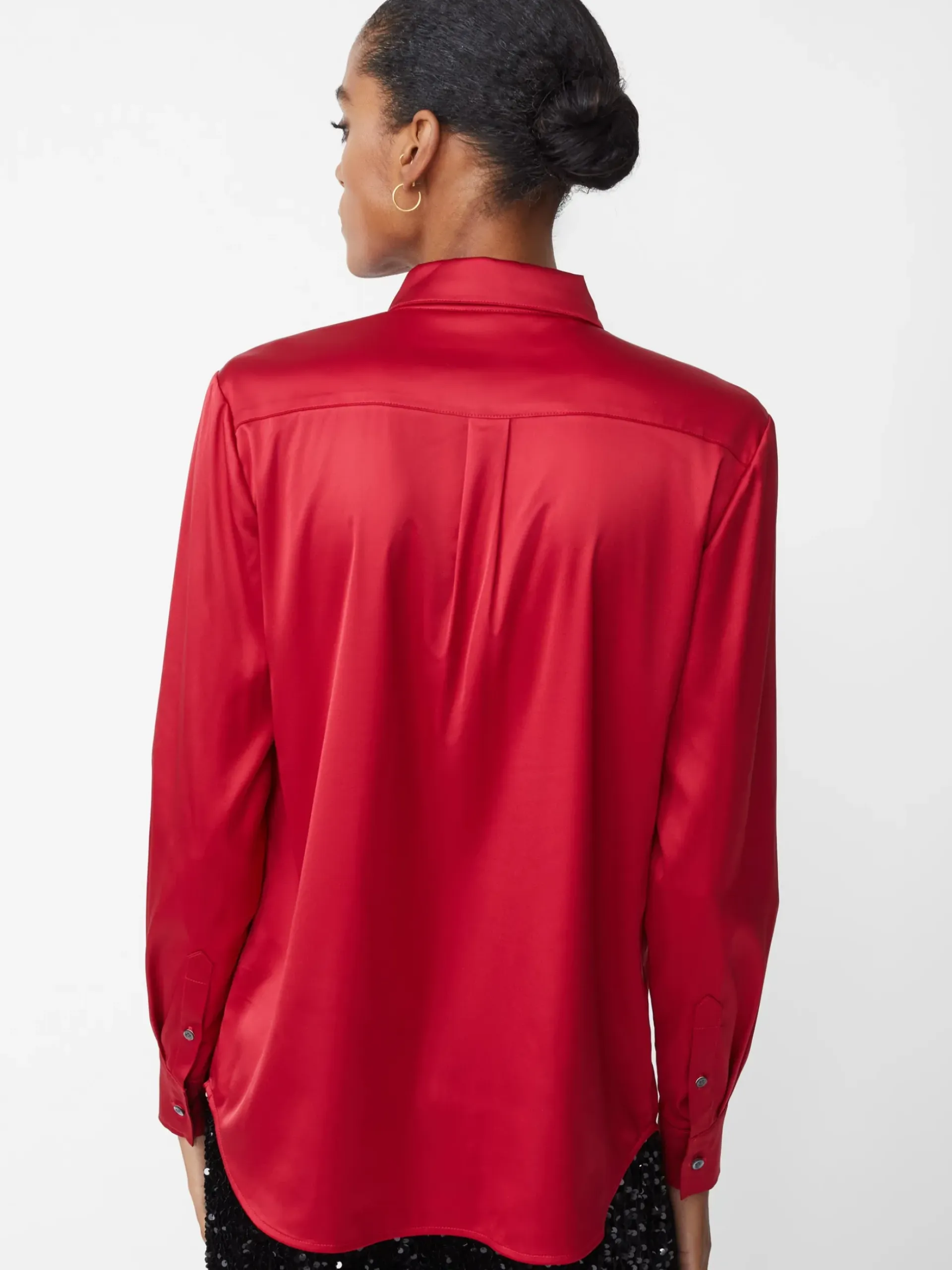 J.McLaughlin Denver Satin Shirt FeteRed Discount