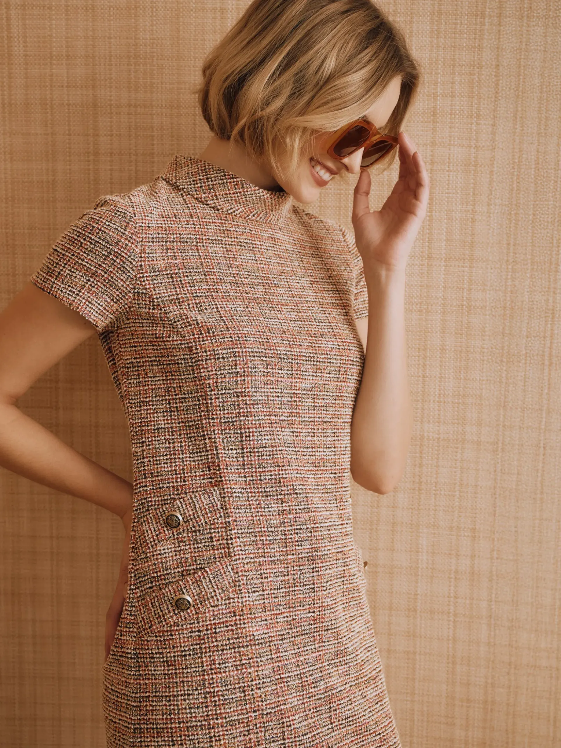 J.McLaughlin Deon Tweed Dress Orange Best