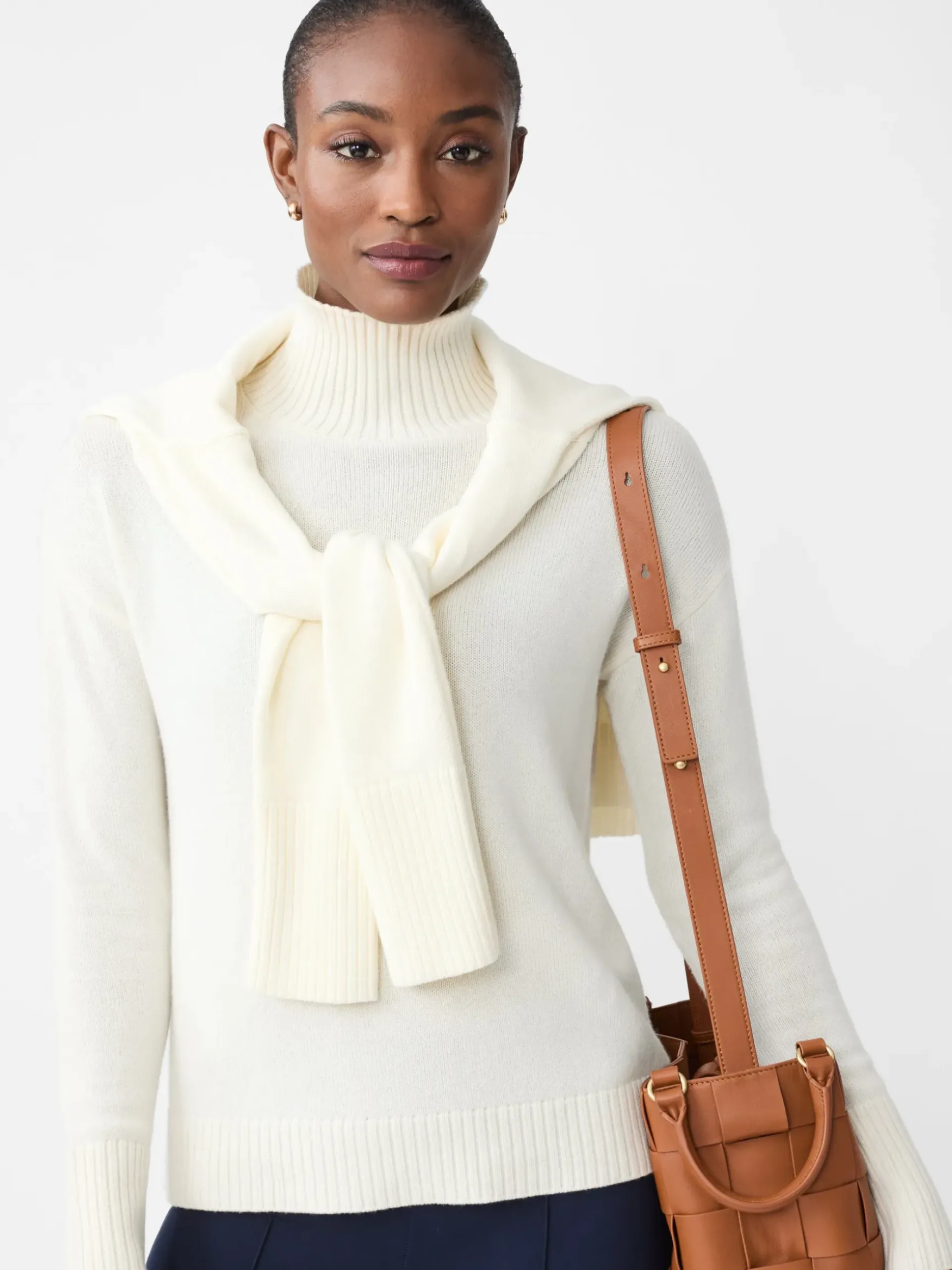 J.McLaughlin Dina Cashmere Turtleneck Ivory Best