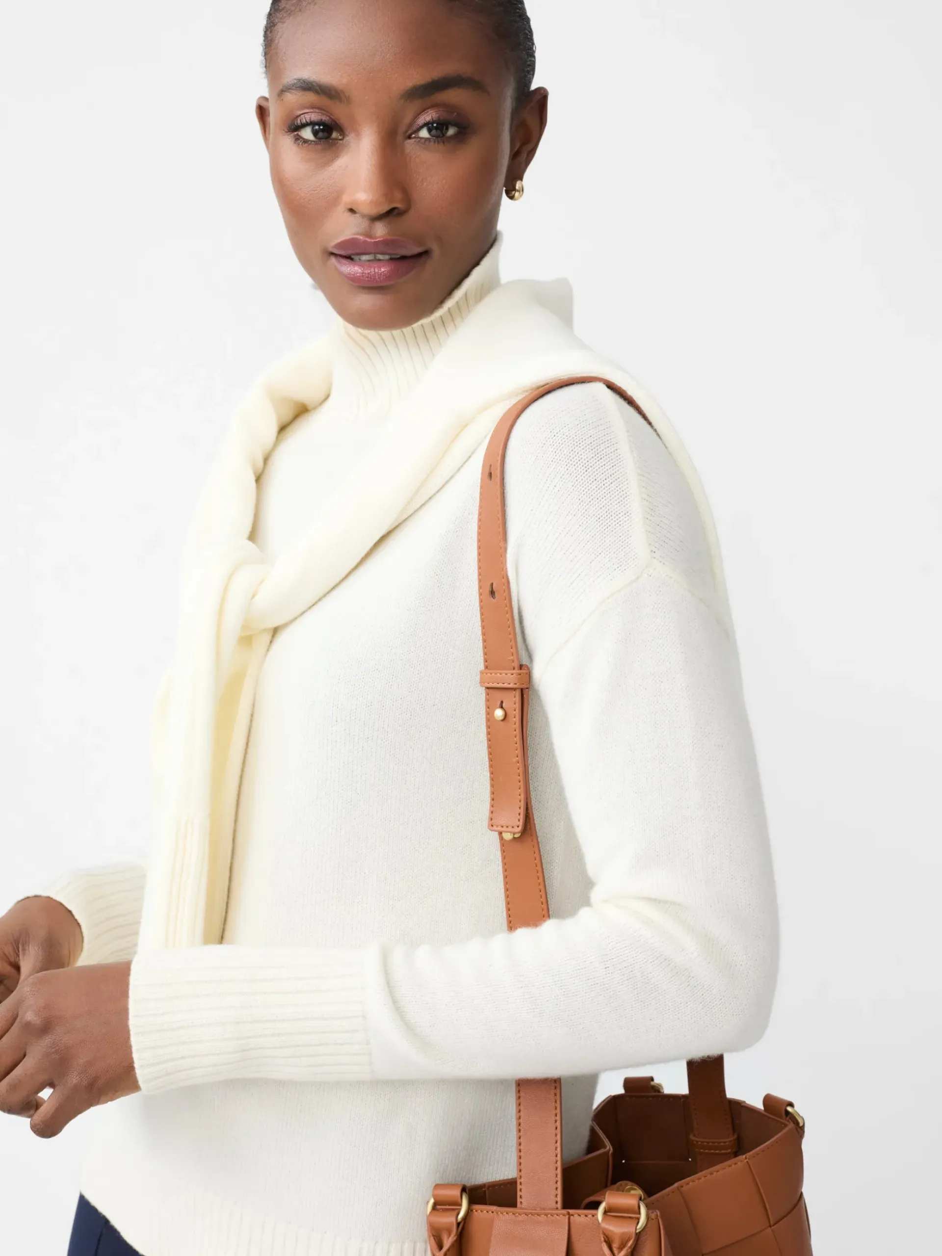 J.McLaughlin Dina Cashmere Turtleneck Ivory Best