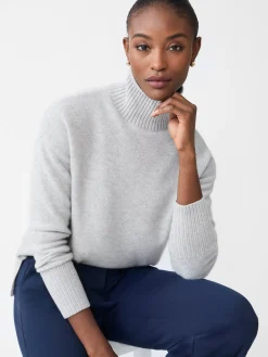 J.McLaughlin Dina Cashmere Turtleneck LightHeatherGray Fashion