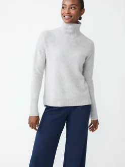 J.McLaughlin Dina Cashmere Turtleneck LightHeatherGray Fashion