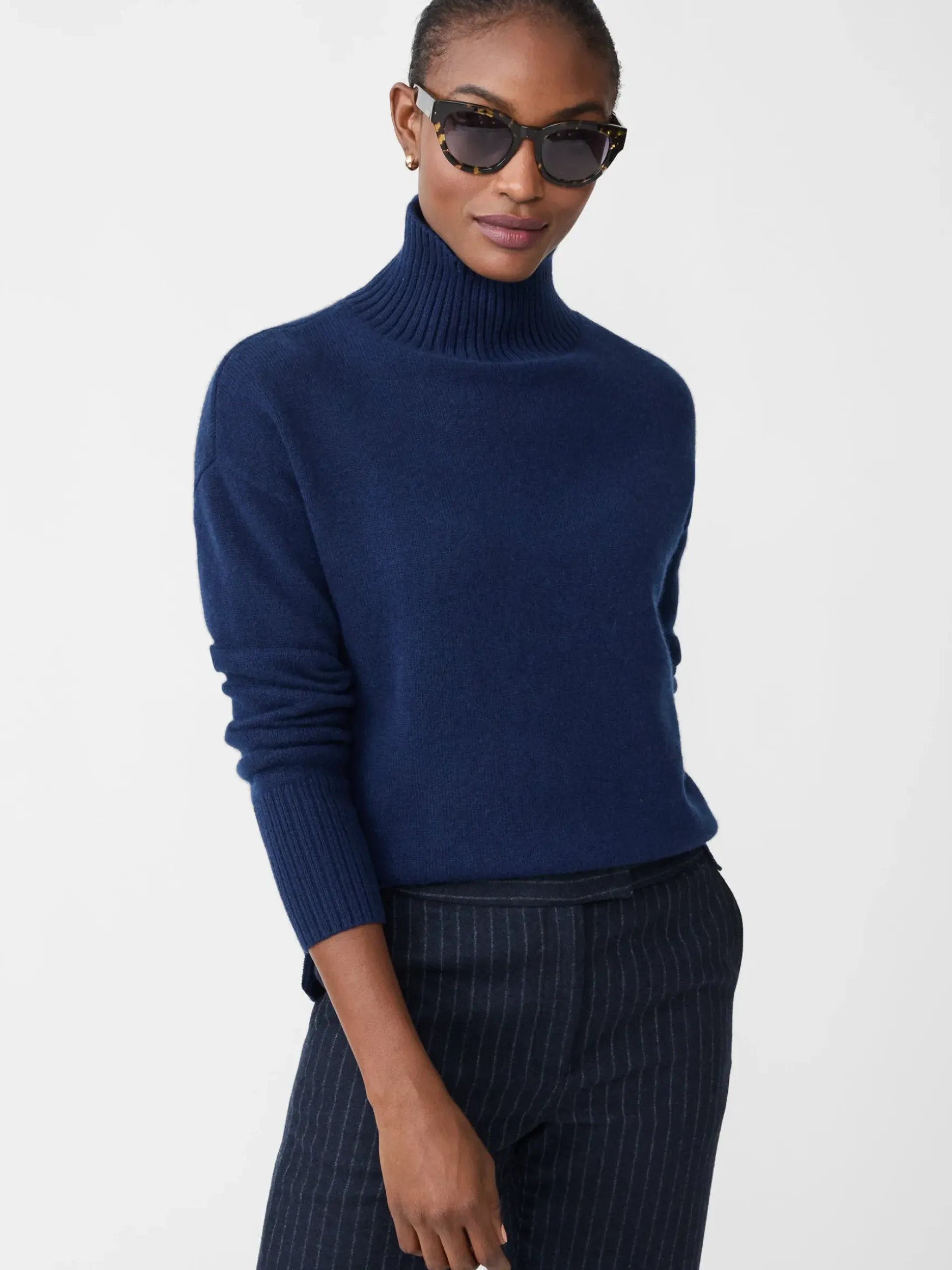 J.McLaughlin Dina Cashmere Turtleneck ClassicNavy Clearance