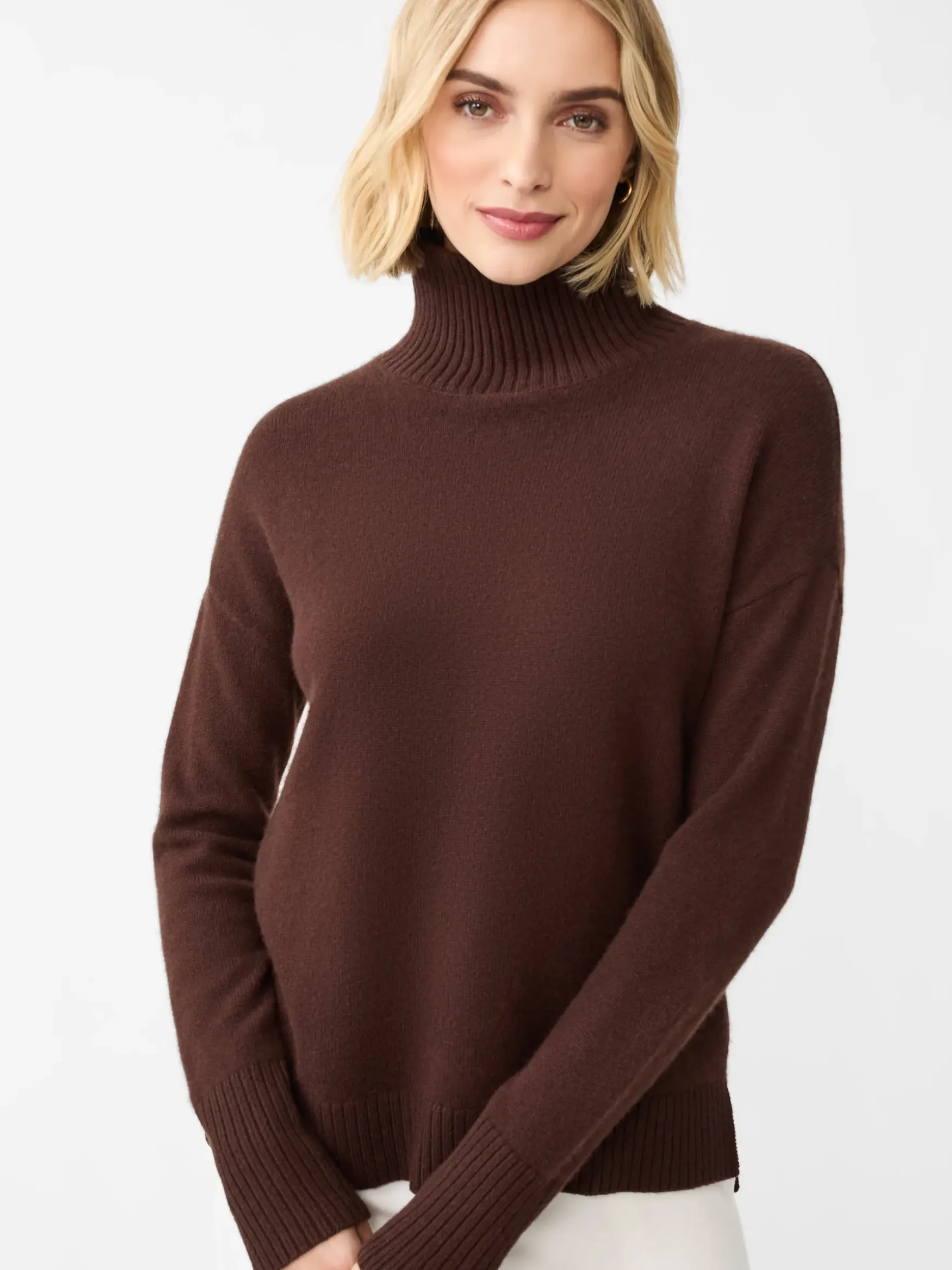 J.McLaughlin Dina Cashmere Turtleneck ChocolateBrown Clearance