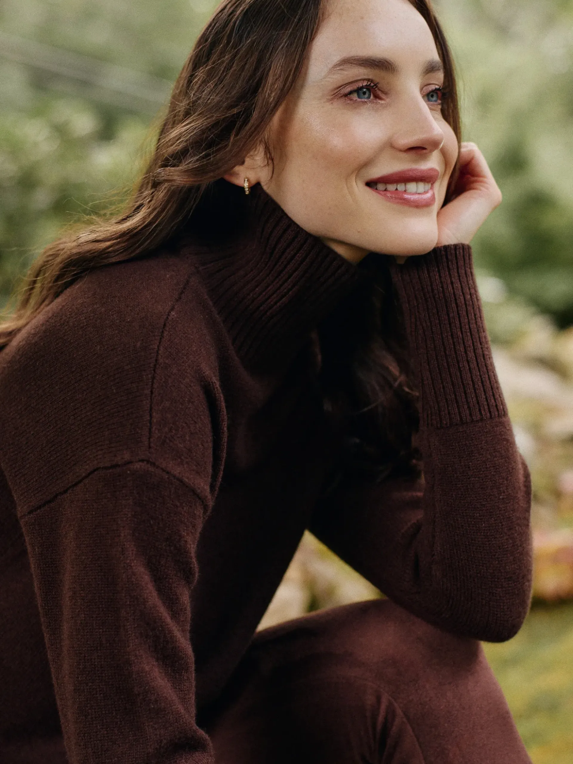 J.McLaughlin Dina Cashmere Turtleneck ChocolateBrown Clearance