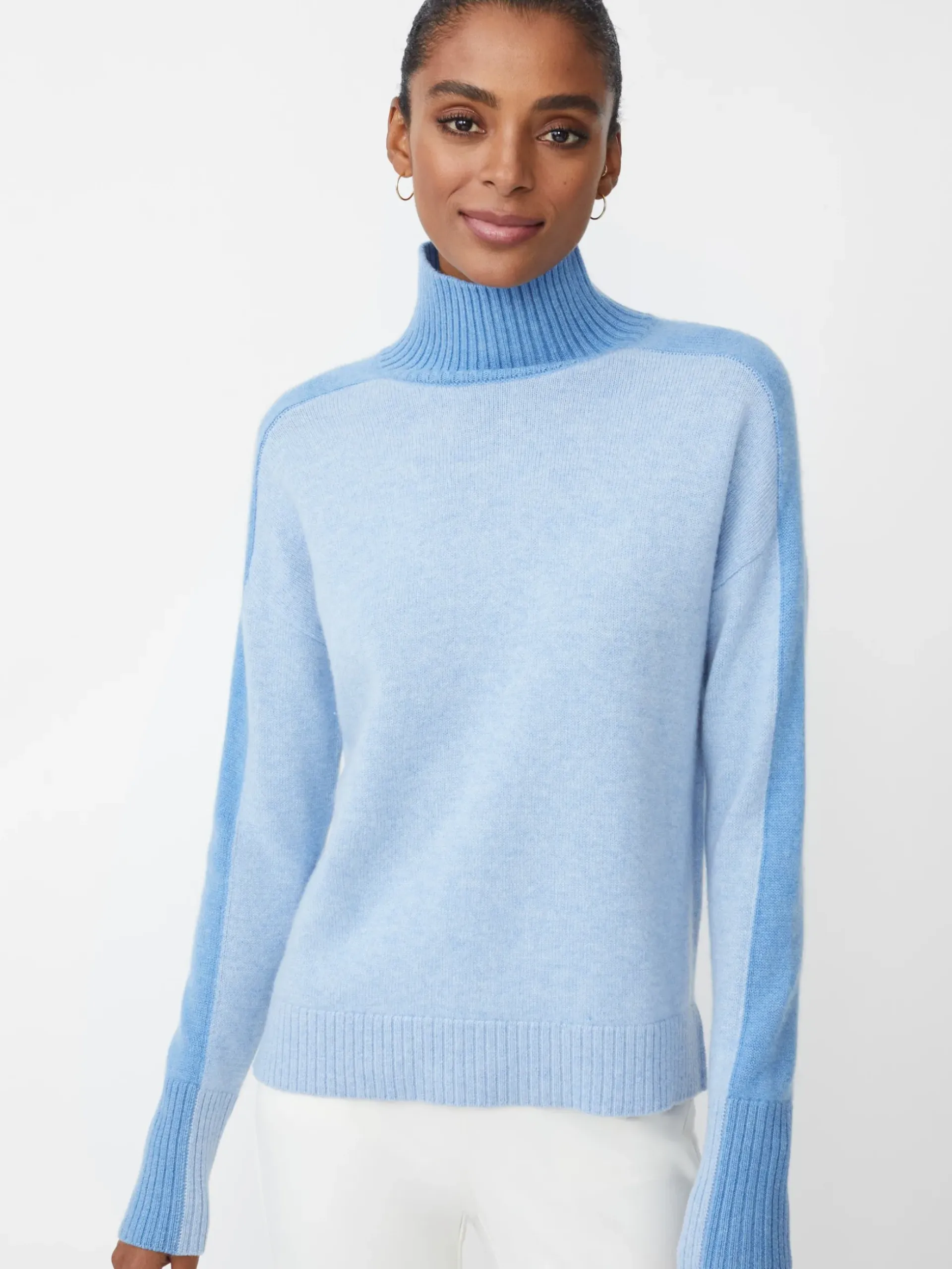 J.McLaughlin Dina Cashmere Turtleneck in Color Block BlueTonal Online