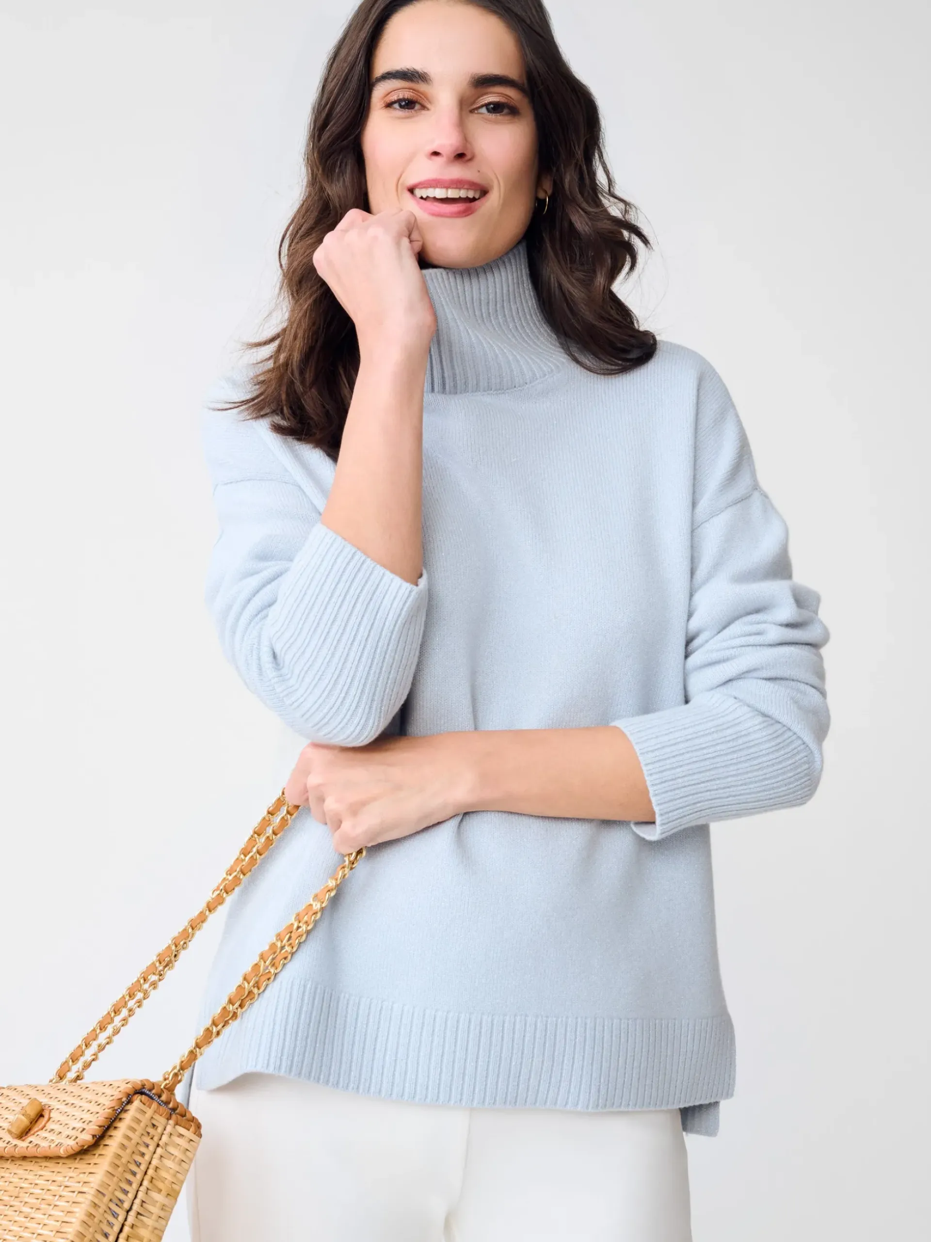 J.McLaughlin Dina Metallic Cashmere Sweater PowderBlue Best