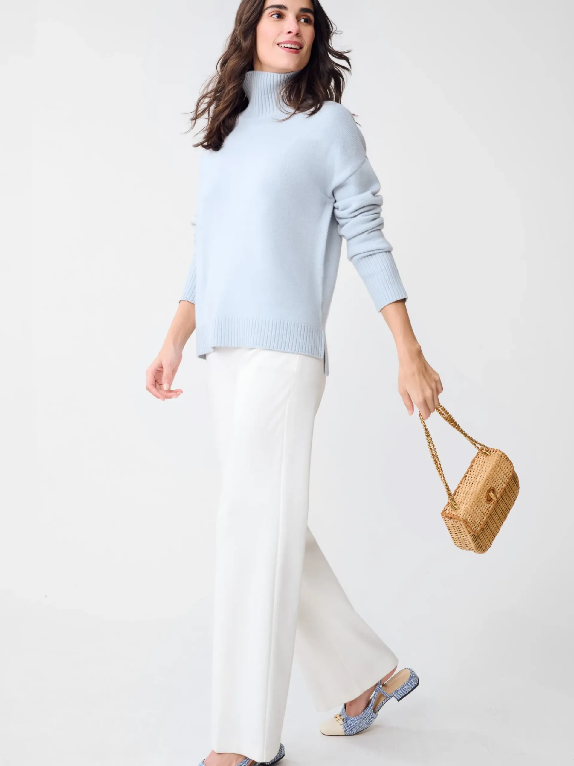 J.McLaughlin Dina Metallic Cashmere Sweater PowderBlue Best