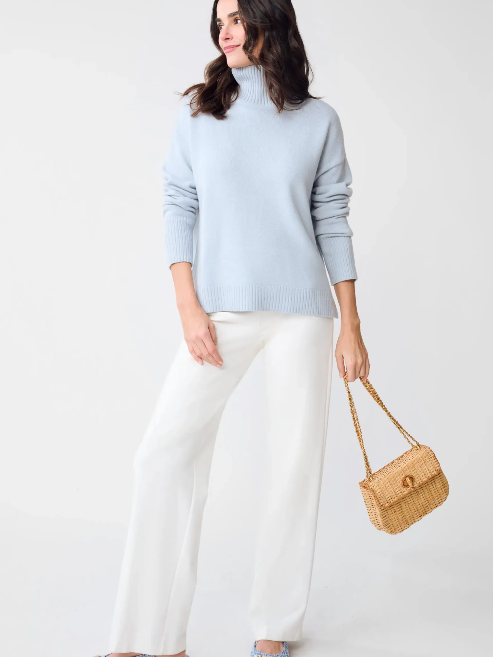 J.McLaughlin Dina Metallic Cashmere Sweater PowderBlue Best