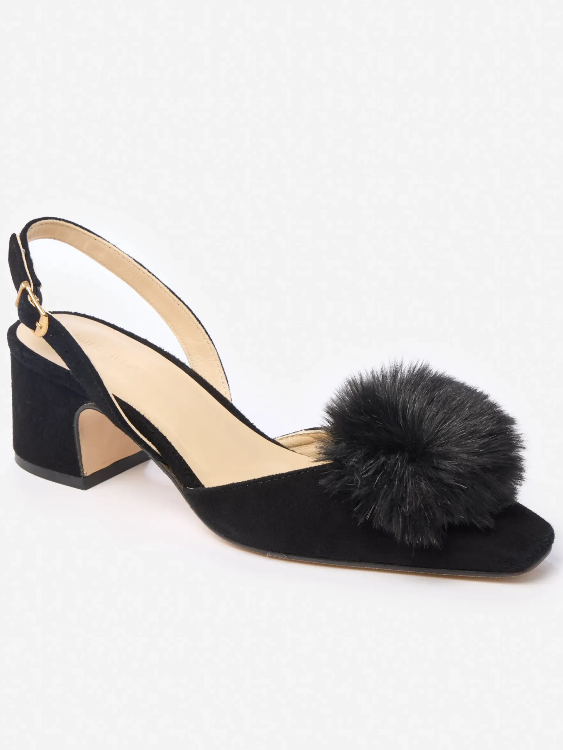 J.McLaughlin Dita Suede Slingback Heels Black Hot