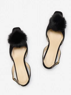 J.McLaughlin Dita Suede Slingback Heels Black Hot