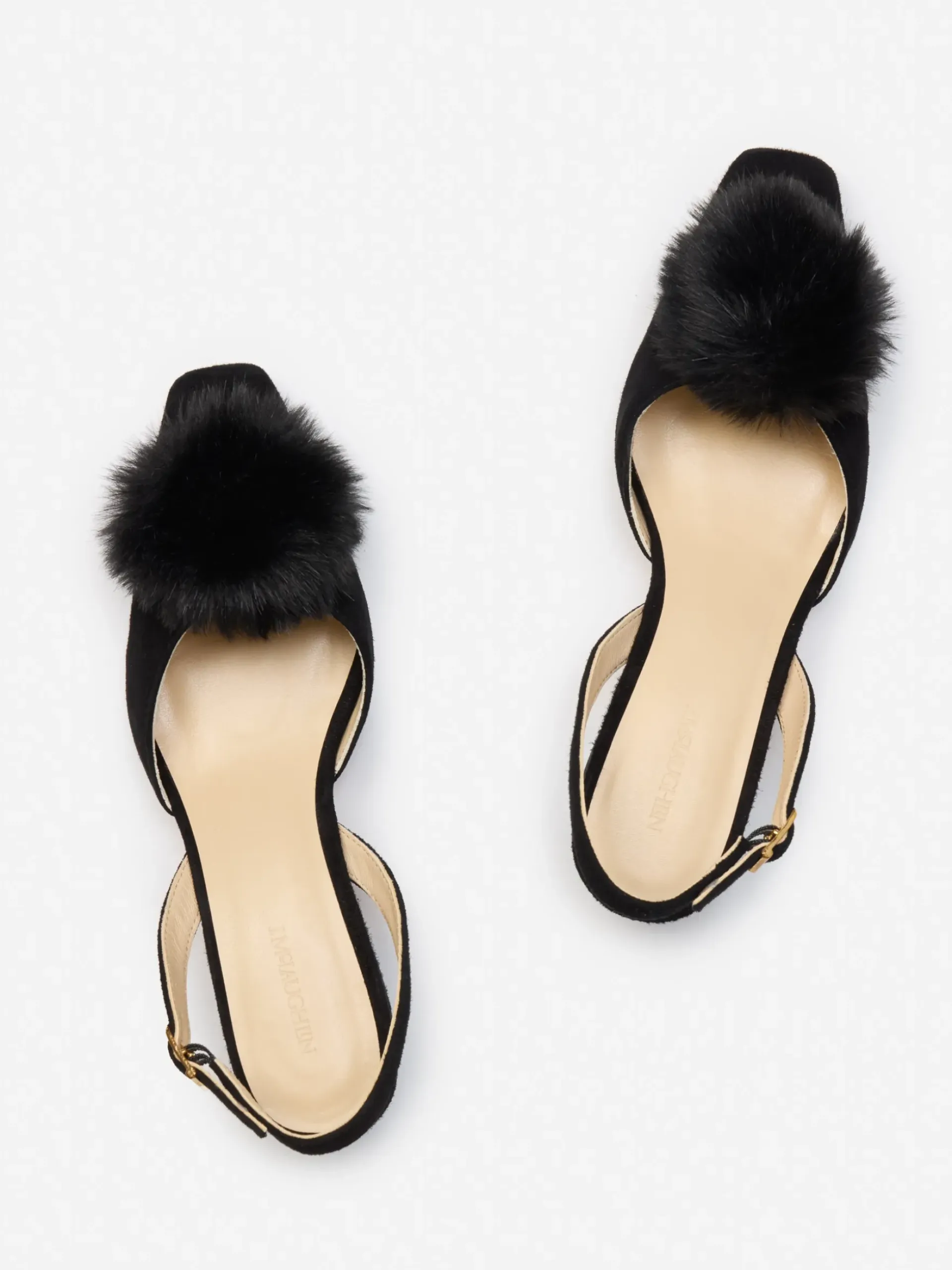 J.McLaughlin Dita Suede Slingback Heels Black Hot
