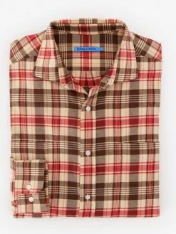 J.McLaughlin Dobson Classic Fit Flannel Shirt in Plaid Beige/Red Best