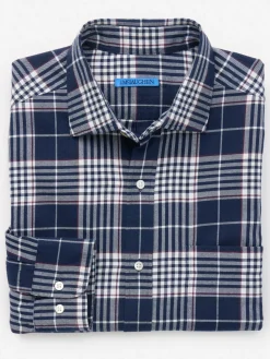 J.McLaughlin Dobson Classic Fit Flannel Shirt in Plaid Navy/Red/White New