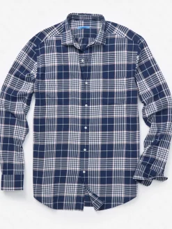 J.McLaughlin Dobson Classic Fit Flannel Shirt in Plaid Navy/Red/White New