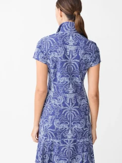 J.McLaughlin Dorte Dress in Tiger Damask Navy/Blue New