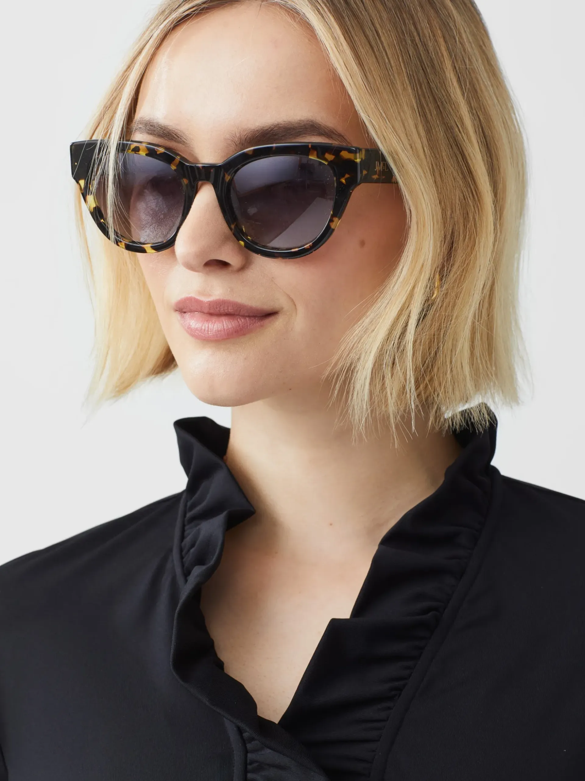J.McLaughlin Durham Ruffle Top Black Clearance