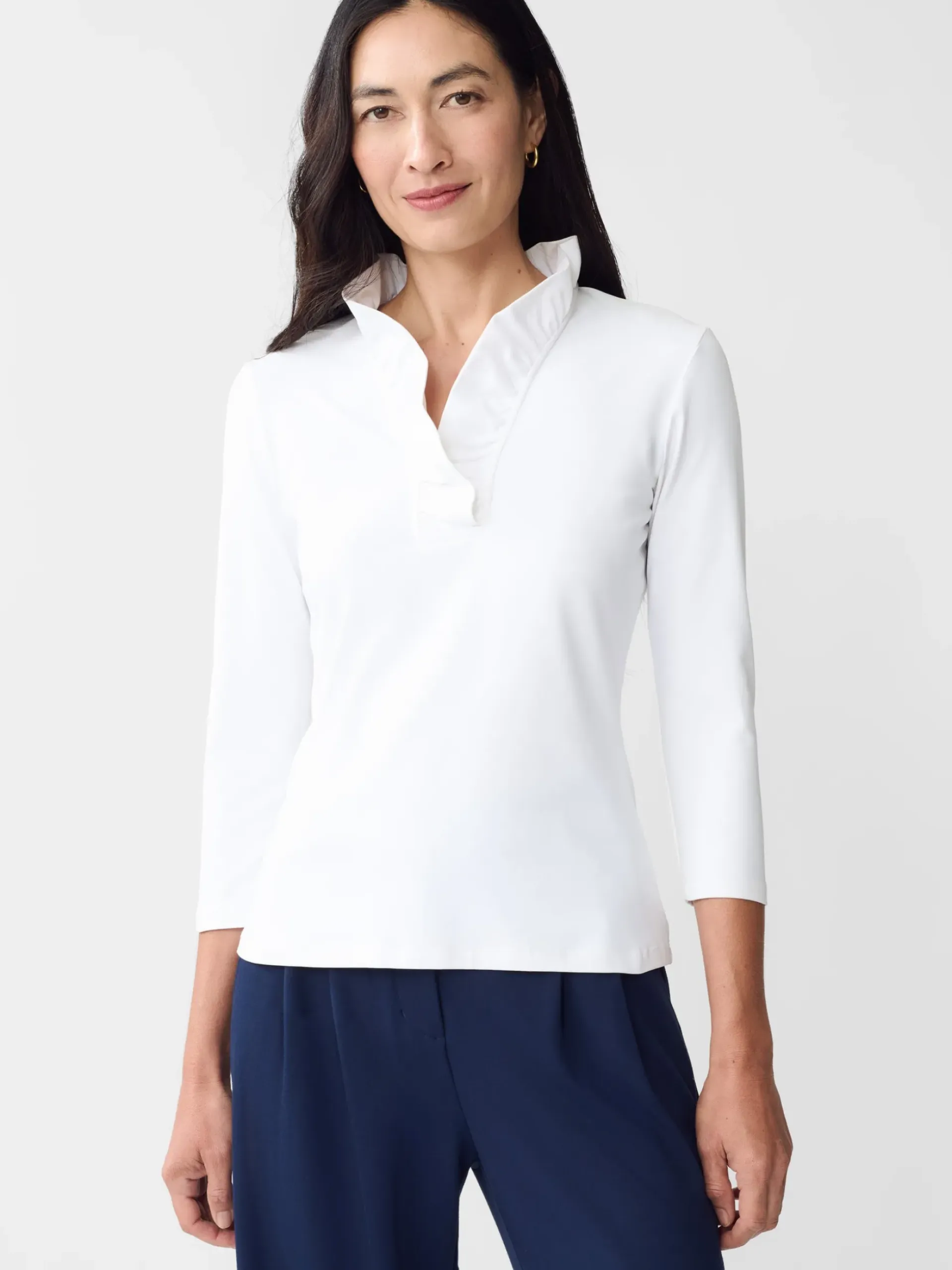 J.McLaughlin Durham Ruffle Top white Discount
