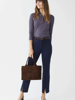 J.McLaughlin Durham Ruffle Top in Rubiks Check Navy/Brown Discount