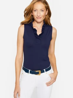 J.McLaughlin Durham Sleeveless Ruffle Top WinterNavy Online