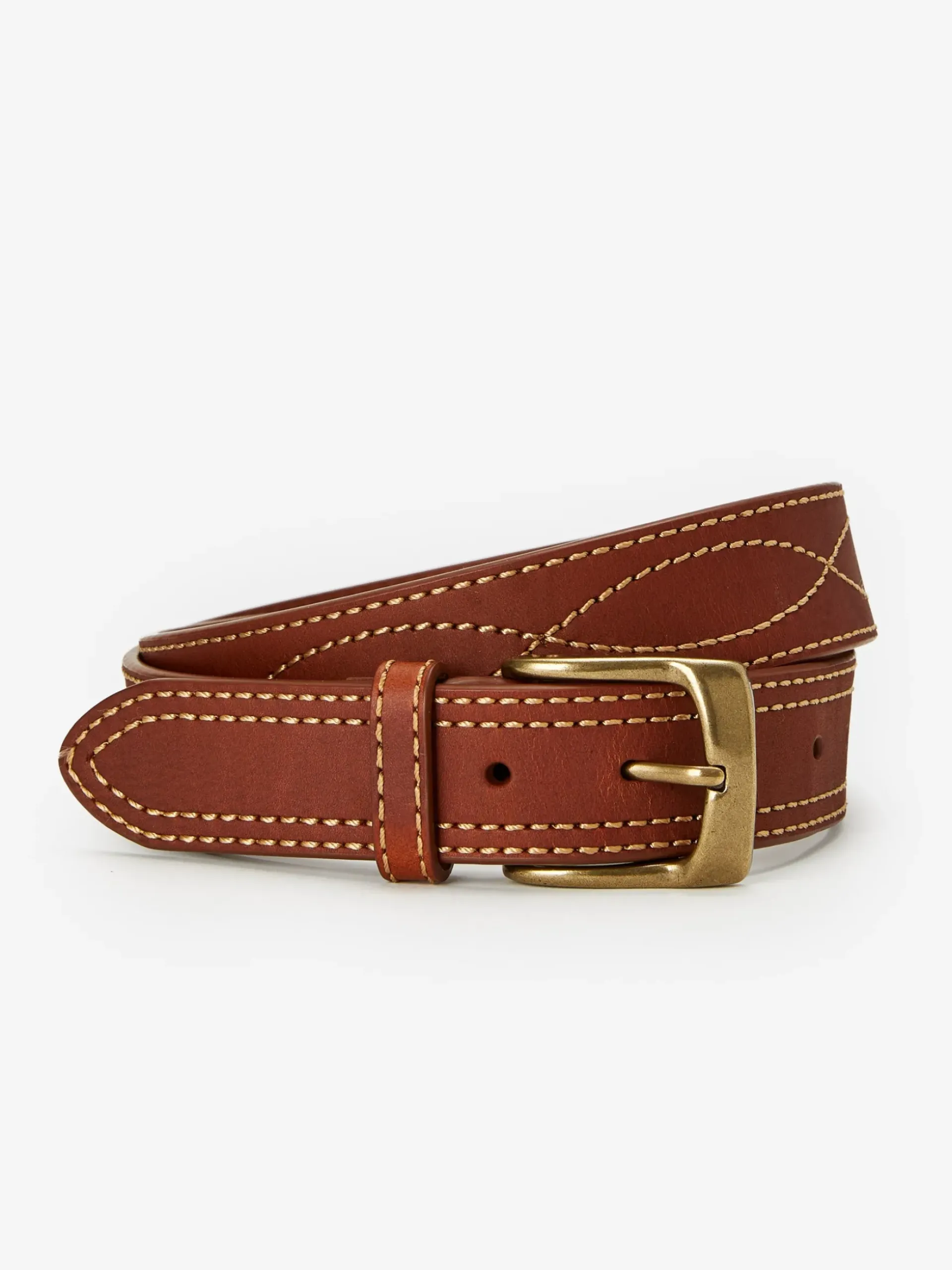 J.McLaughlin Embroidered Leather Belt Brown Outlet
