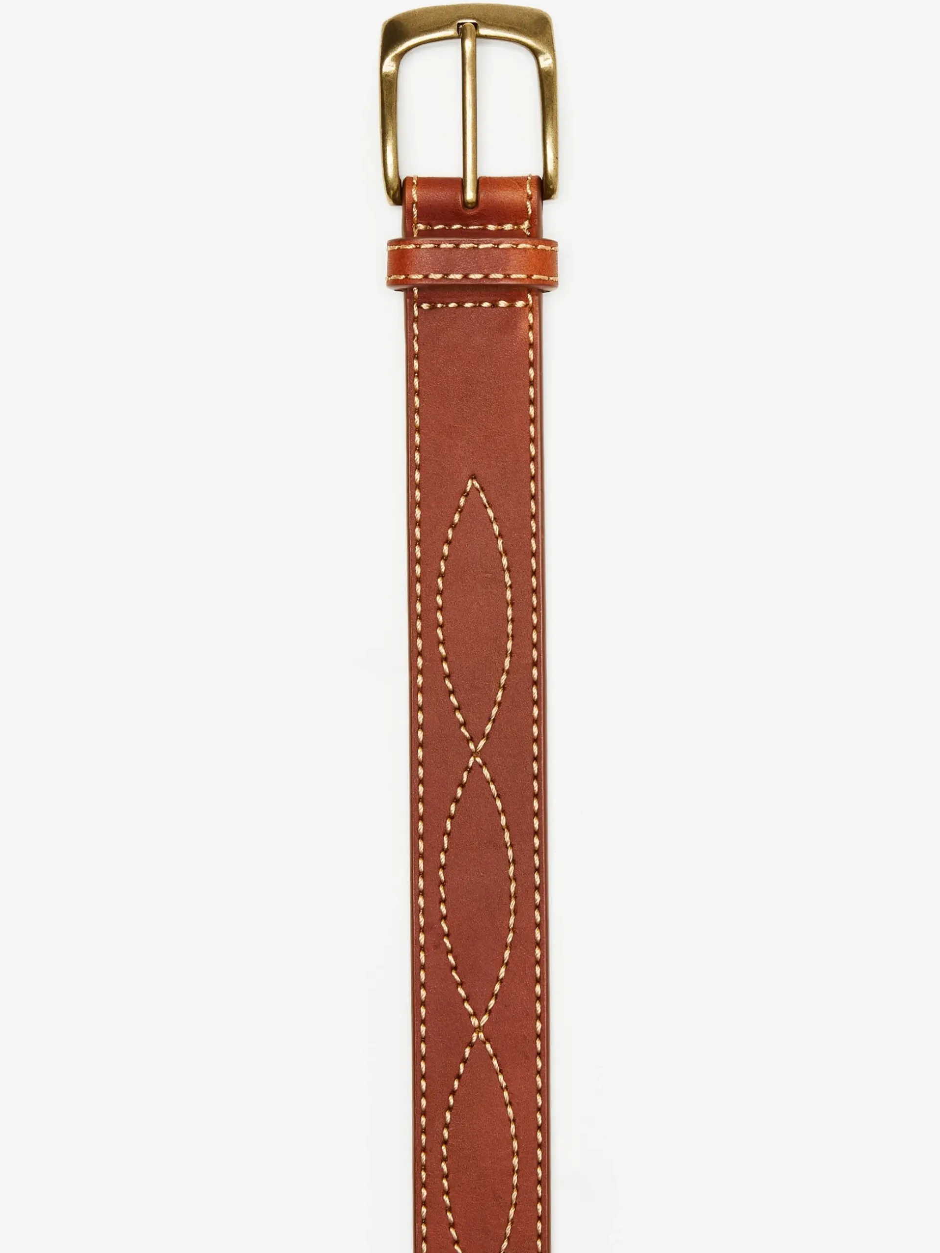 J.McLaughlin Embroidered Leather Belt Brown Outlet