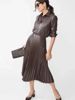 J.McLaughlin Evey Vegan Leather Skirt DarkBrown Hot