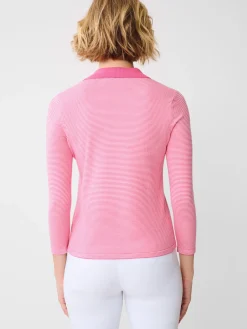 J.McLaughlin Fairfax Sweater in Stripe Pink/EgretWhite Clearance