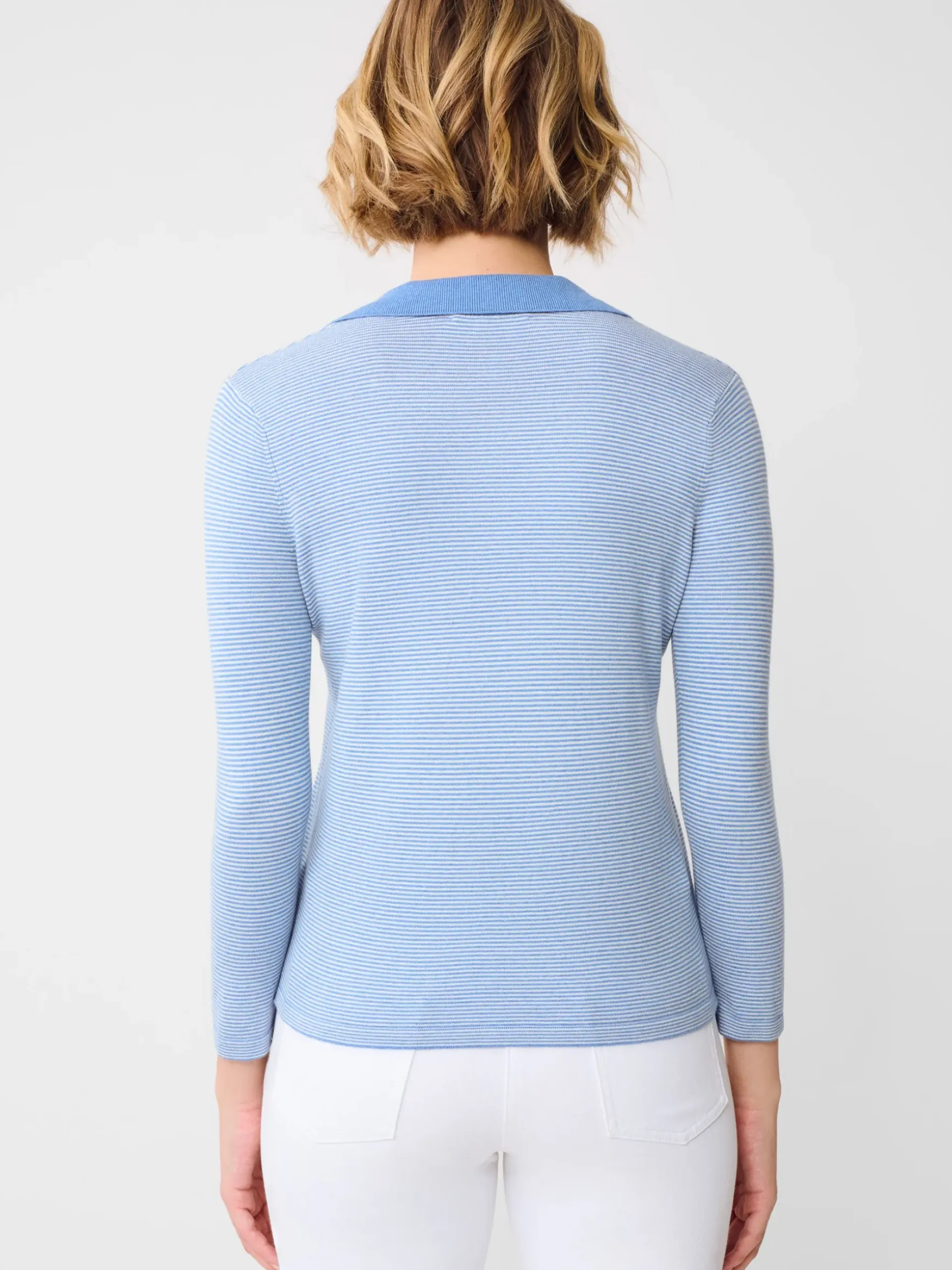 J.McLaughlin Fairfax Sweater in Stripe Blue/EgretWhite Hot