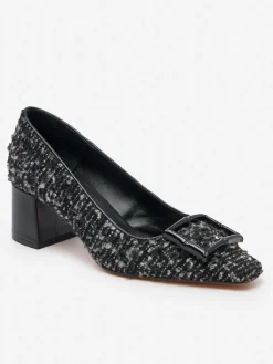 J.McLaughlin Feodora Heels in Tweed Black/Gray New