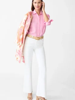 J.McLaughlin Finn Linen Shirt in Stripe Pink/White Online