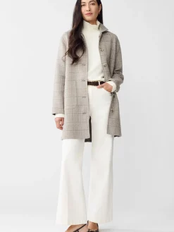 J.McLaughlin Frade Reversible Wool Coat in Glen Plaid OffWhite/Gray Fashion