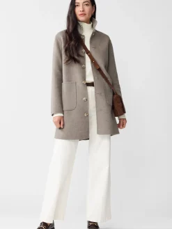 J.McLaughlin Frade Reversible Wool Coat in Glen Plaid OffWhite/Gray Fashion