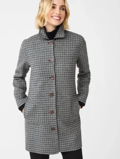 J.McLaughlin Frade Reversible Wool Coat in Houndstooth Black/Charcoal/Gray Discount