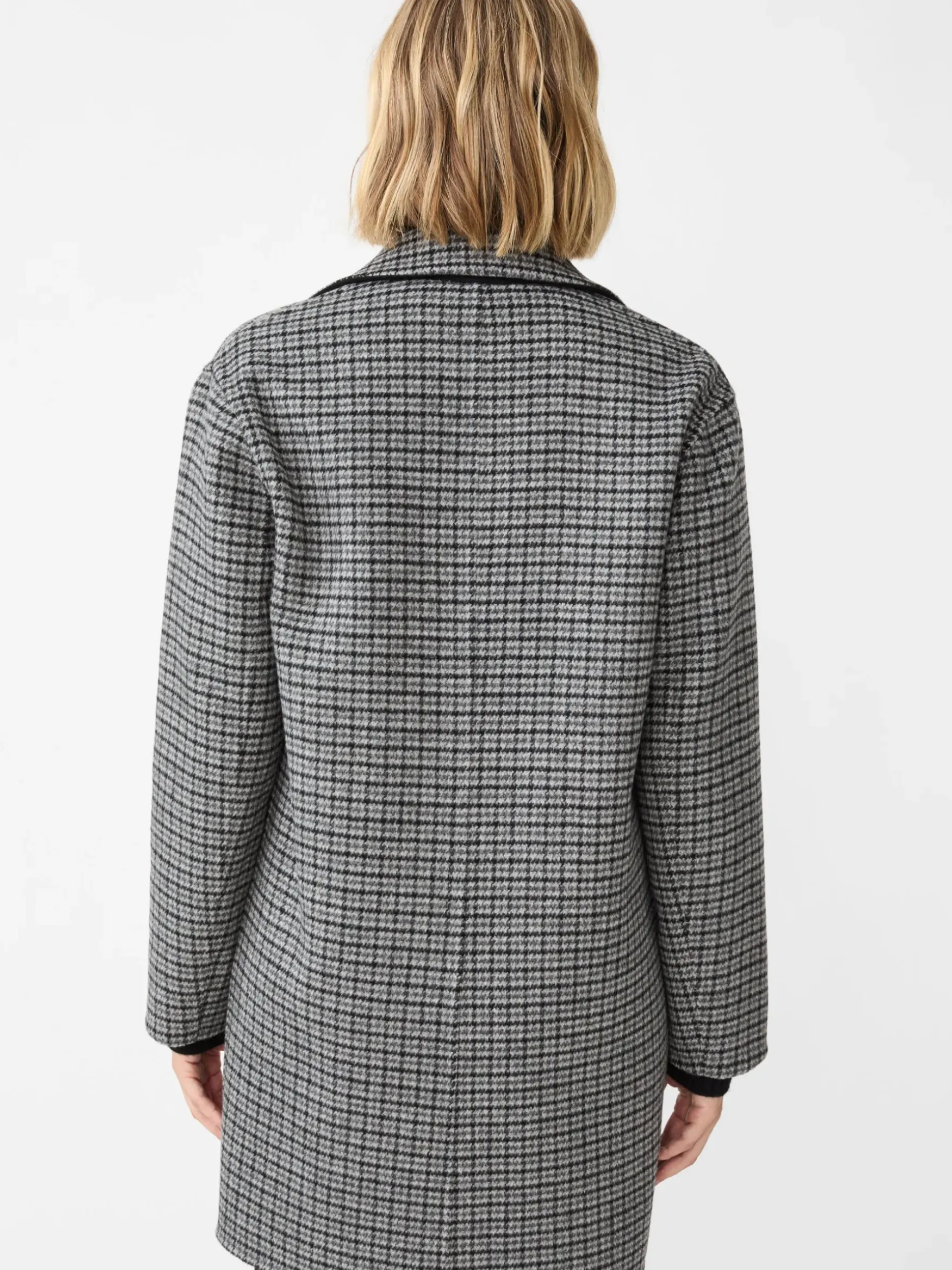 J.McLaughlin Frade Reversible Wool Coat in Houndstooth Black/Charcoal/Gray Discount