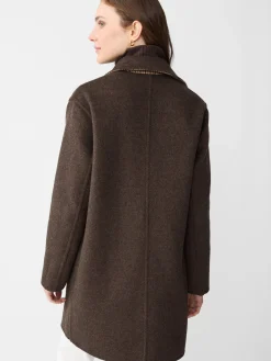 J.McLaughlin Frade Reversible Wool Coat in Houndstooth Tan/Brown/Green Discount