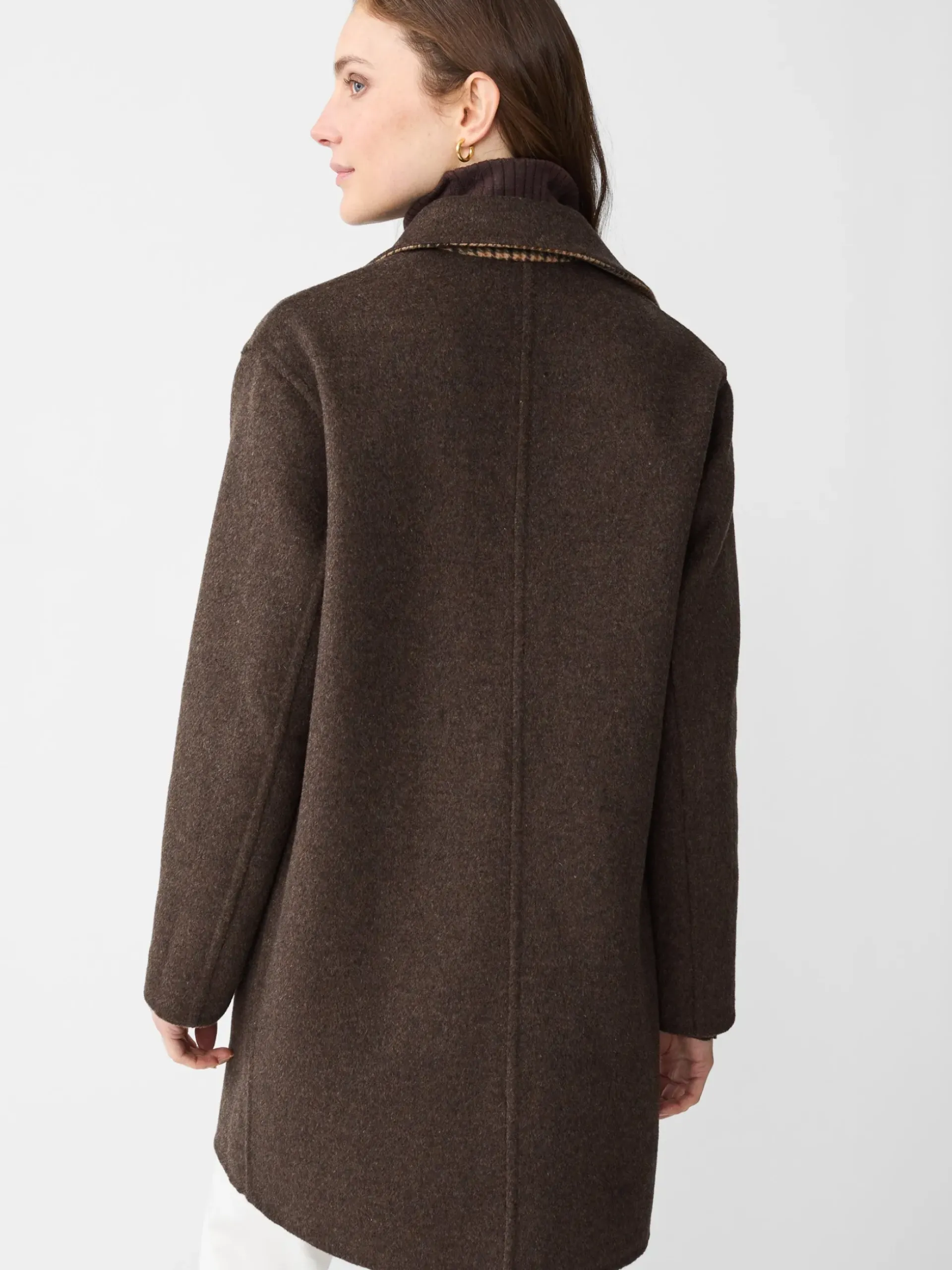 J.McLaughlin Frade Reversible Wool Coat in Houndstooth Tan/Brown/Green Discount