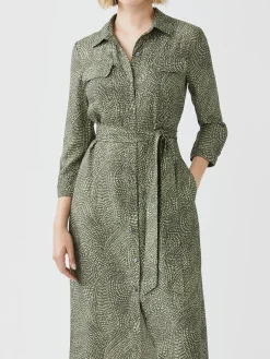 J.McLaughlin Freda Dress in Ink Dot Olive/Green Best
