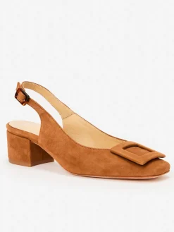 J.McLaughlin Frenchette Suede Slingbacks Saddle Clearance