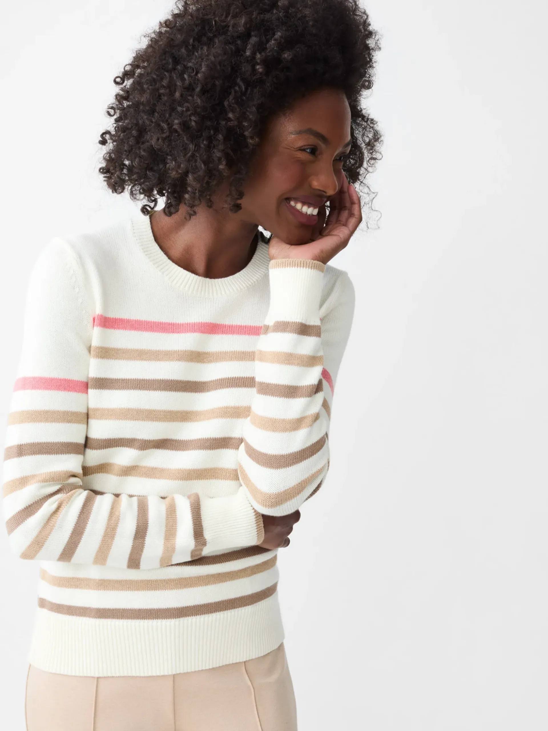 J.McLaughlin Galen Sweater in Stripe OffWhite/Multi Outlet
