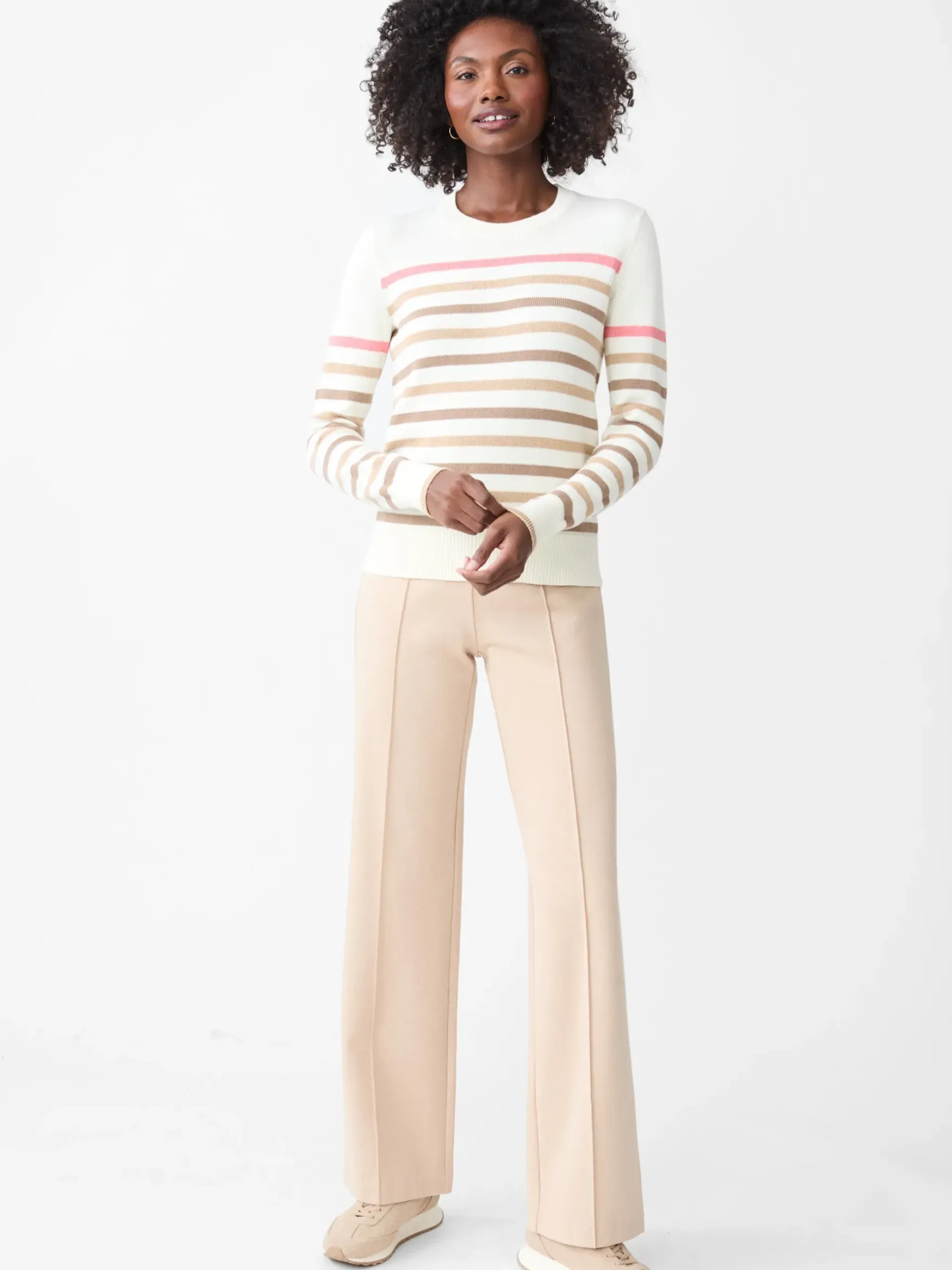 J.McLaughlin Galen Sweater in Stripe OffWhite/Multi Outlet