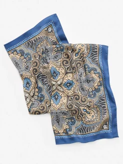 J.McLaughlin Gemma Scarf in Paisley Diamond Border Black/Navy/Taupe Outlet
