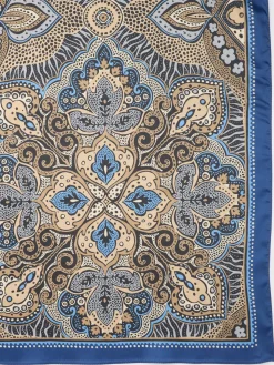 J.McLaughlin Gemma Scarf in Paisley Diamond Border Black/Navy/Taupe Outlet