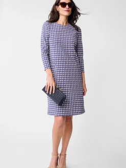 J.McLaughlin Georgiana Dress in Mini Paris Houndstooth Navy/Cream Best