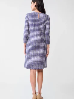 J.McLaughlin Georgiana Dress in Mini Paris Houndstooth Navy/Cream Best