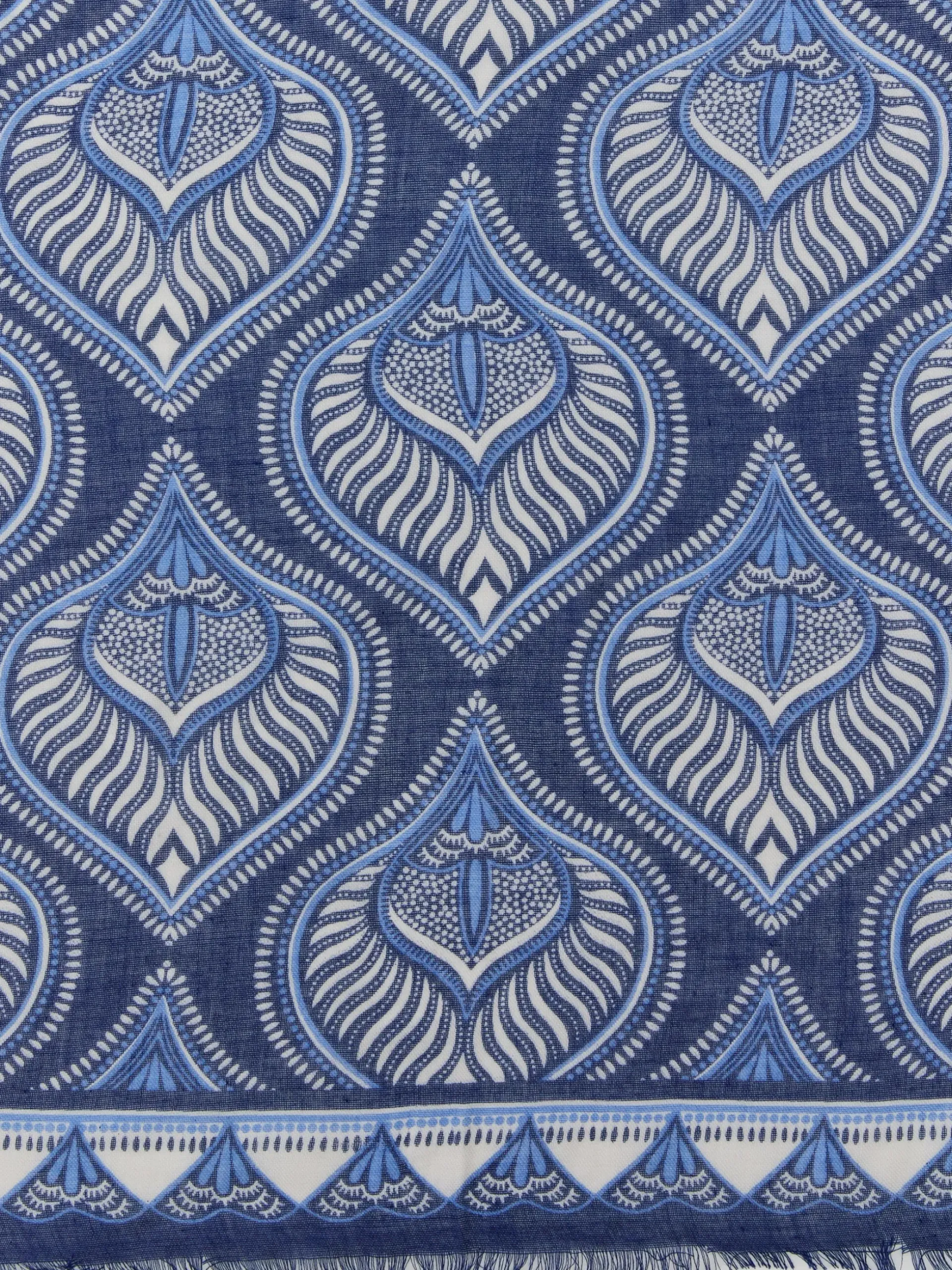 J.McLaughlin Giselle Scarf in Neo Tangier Border Blue/OffWhite Sale