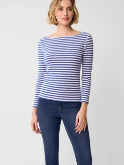 J.McLaughlin Goldie Tee in Stripe White/Blue New